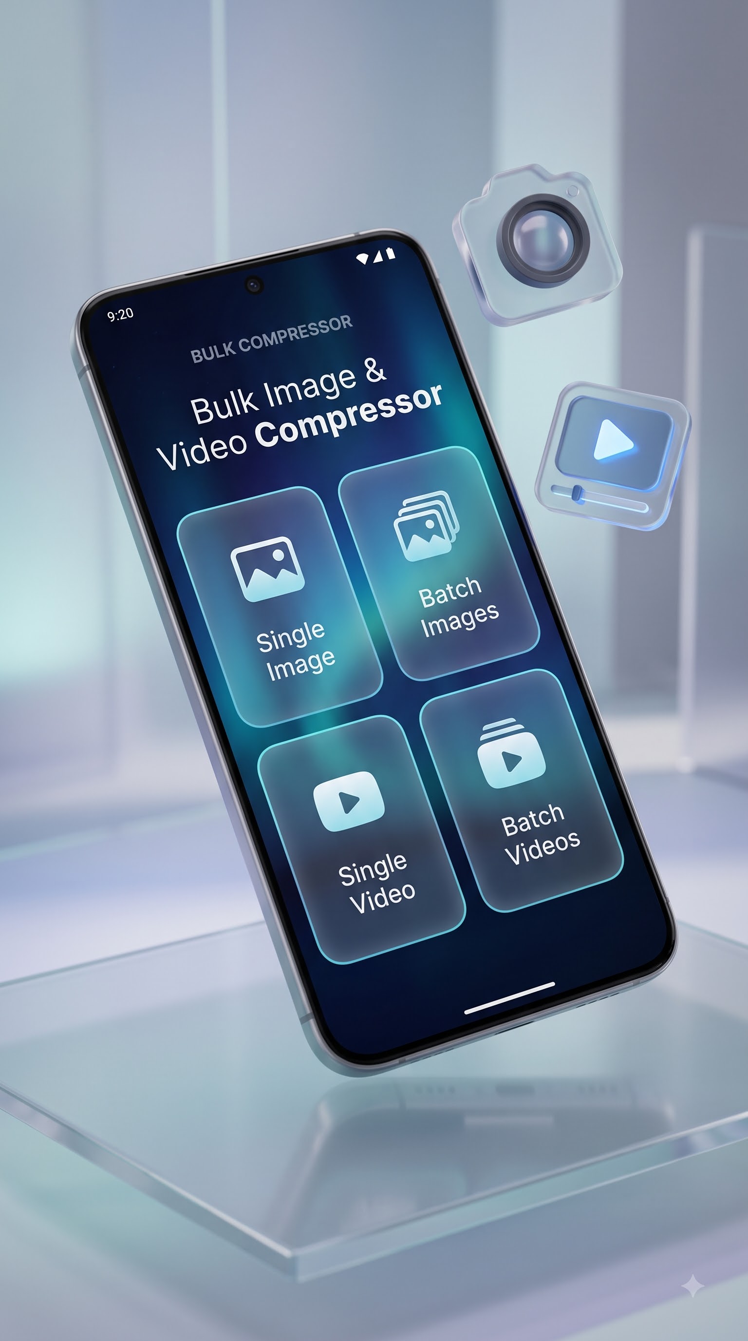 Bulk Image & Video Compressor - Home Screen